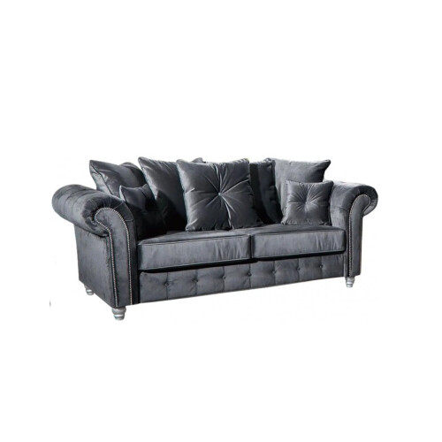Snugg Furniture (3 Seater) Raven Plush 3 and 2 Seater sofa Grey-Button Arms
