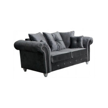 (2 Seater) Raven Plush 3 and 2 Seater sofa Grey-Button Arms
