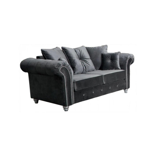 Snugg Furniture (2 Seater) Raven Plush 3 and 2 Seater sofa Grey-Button Arms