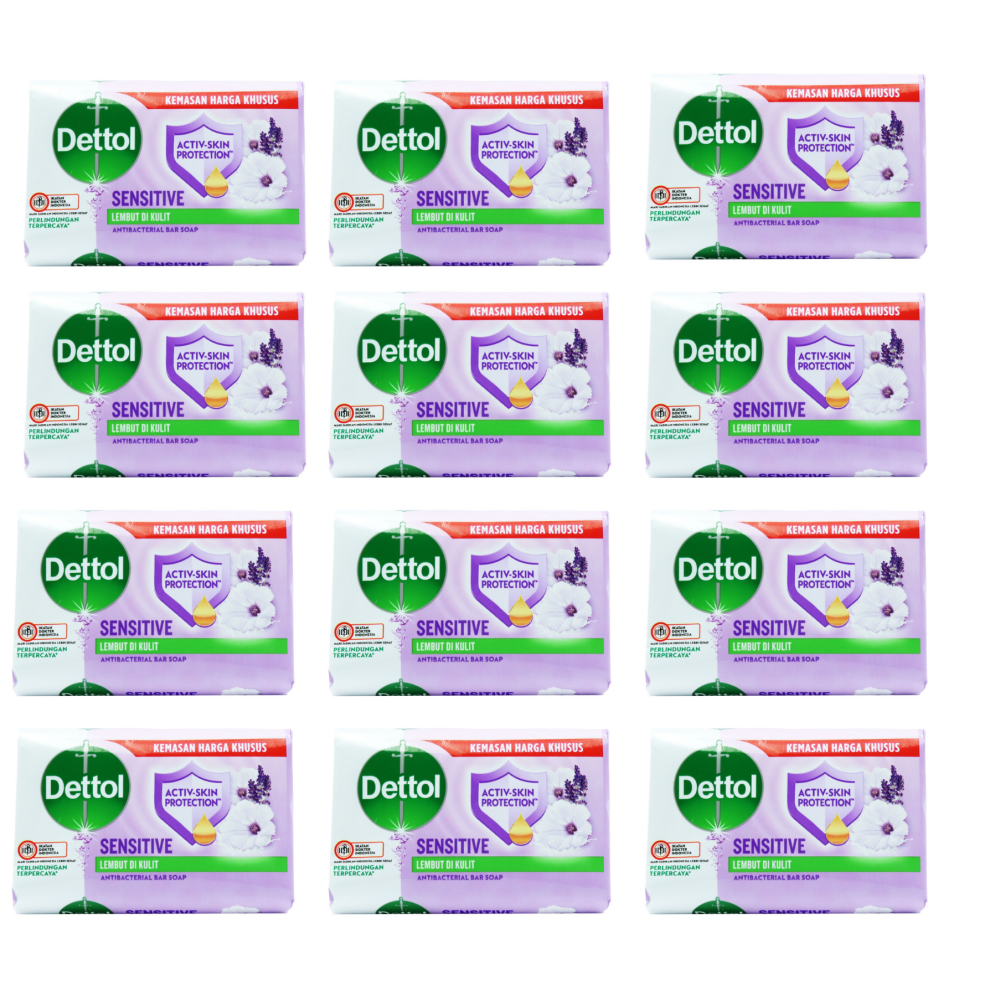 12 x 100g Dettol Antibacterial Bar Soap Sensitive