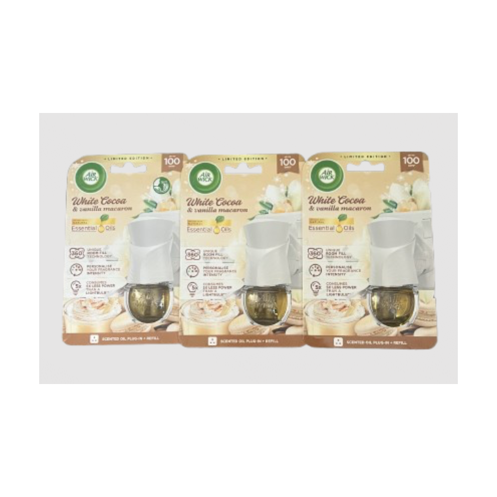 3 x Air Wick Electrical Plug In Scented Oil White Cocoa & Vanilla Macaron 19ml-image-OPC-PGYG7MP-NEW