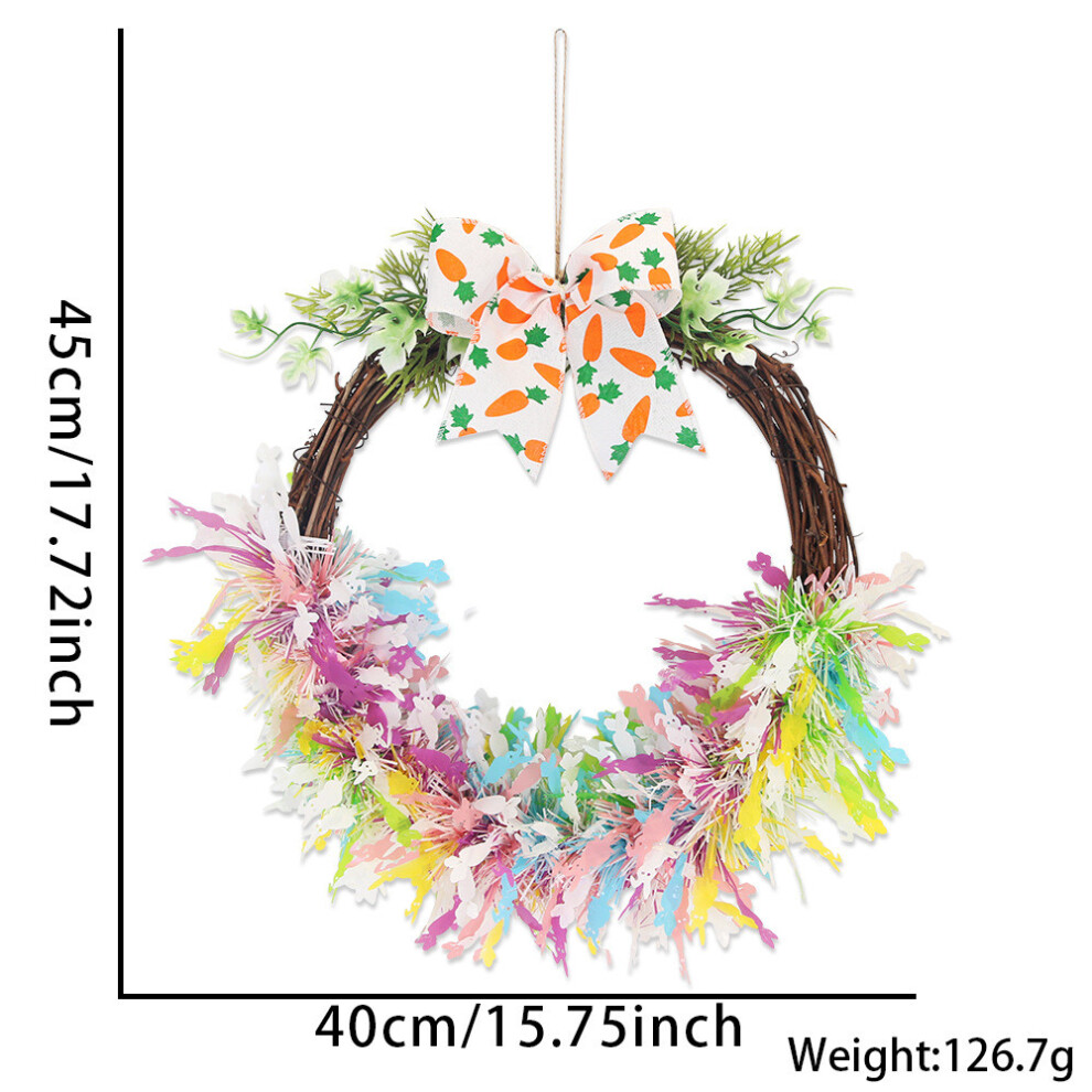 (Carrot Rabbit Stripes)Couronne de Pâques lumineuse et colorée avec oeufs carottes et lapins pour déco