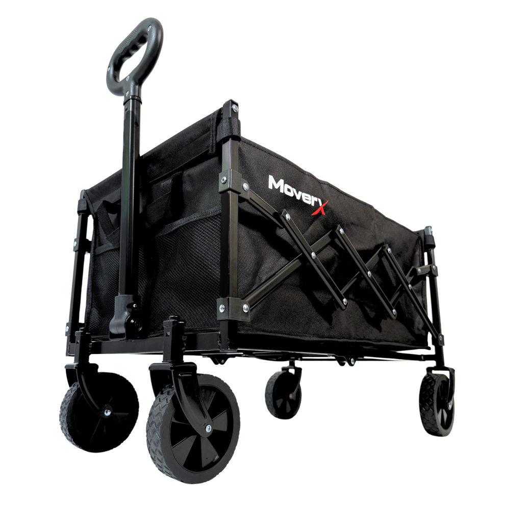 MoverX 70L/100kg Folding Camping Trolley Festival Wagon Portable Camping Cart for Beach Outdoor Garden Picnic Shopping Fishing, Adjustable Handle