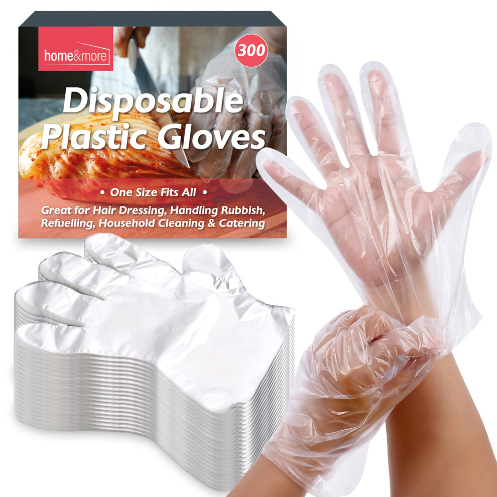 300pk Disposable Plastic Gloves PE Polythene Clear Catering Food Safe Prep