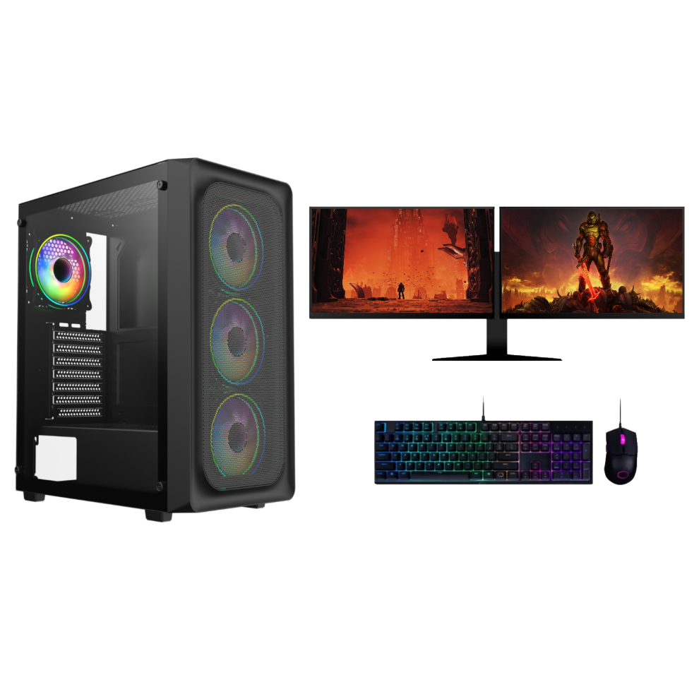 Gaming Pc Bundle Dual Monitor|Core I7|Gt 730 2Gb|16Gb Ram|128Gb Ssd + 1Tb Hdd 5060908887290