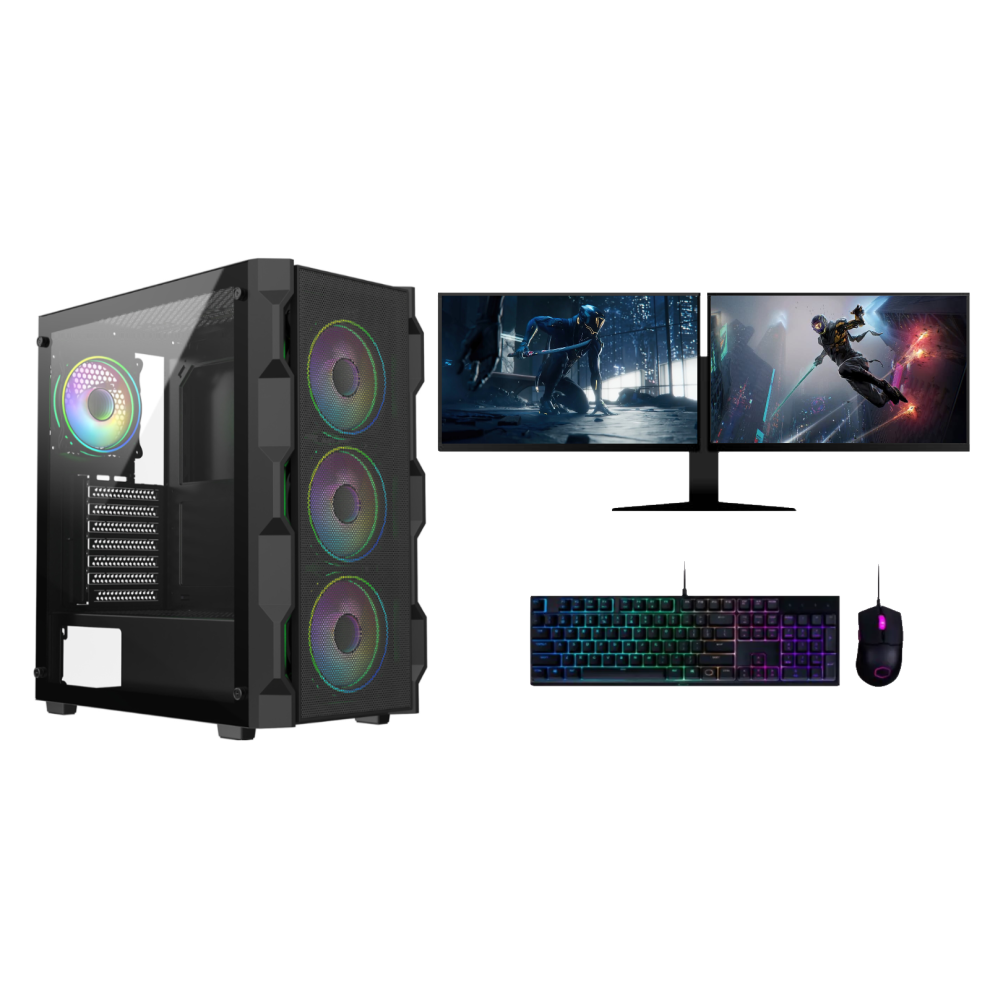 Gaming Pc Bundle Dual Monitor|Core I7|Gt 730 2Gb|16Gb Ram|128Gb Ssd + 1Tb Hdd 5060908887306