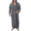 (M,Grey)Mens Fleece Hooded Long Soft Bathrobe 1