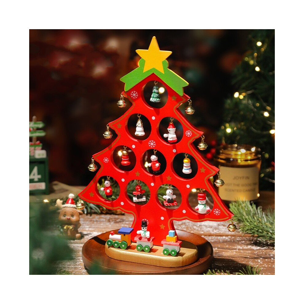 (10 Hole Red )Sapin de Noël artificiel en bois mini ornement de Noël scène décoration fête enfant cadeau