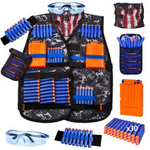 Kids Tactical Vest Kit for Nerf Guns Series with Refill Darts,Dart Pouch, Reload Clips, Tactical Mask, Wrist Band and Protective Glasses
