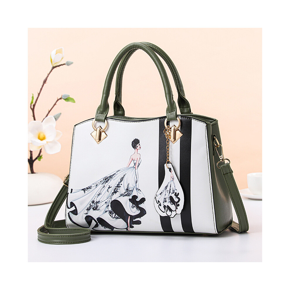 (Dark Green)Élégant sac à bandoulière imprimé floral pour femme sac à main polyvalent et sac à main bandoulière en vin noir et rouge
