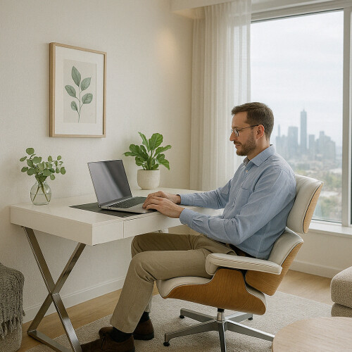 Centurion Supports ADONIS Gloss White and Chrome Ergonomic Home Office Luxury Computer Desk 2