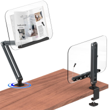 acrylic book stand boloyo Desk Clamp Bookshelf for Reading, Ergonomic Design,Adjustable Height to 20 Inch with Swivel Base Cookbook Holder A