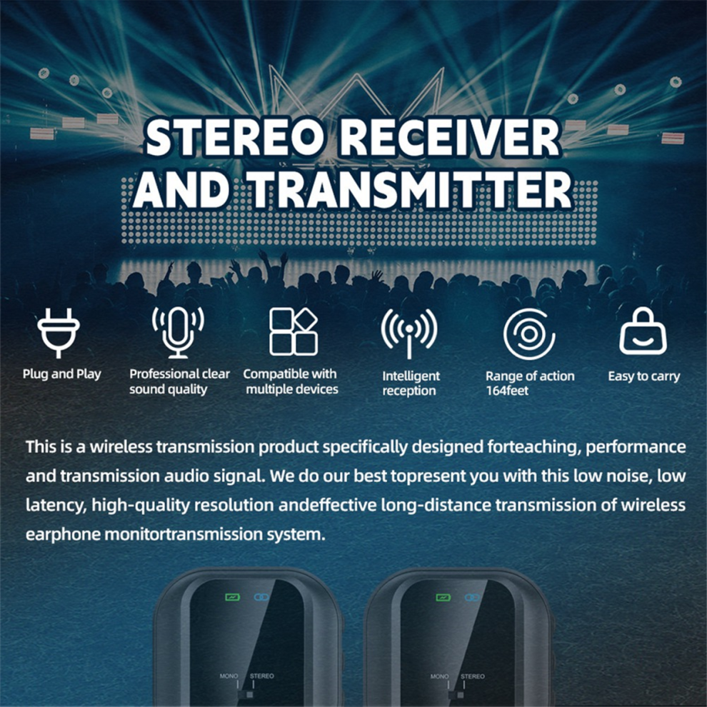 Wireless Uhf Earphone Monitor Wireless Uhf Earphone Monitor System Rechargeable Transmitter & Receiver For Studio, Band Rehearsal, Live Performance 4852384723763