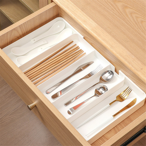 Adjustable meals Kitchen Drawer Tableware Organization Frame Adjustable Cooking Tableware Tray Plastic Tableware Chopsticks Rack 2
