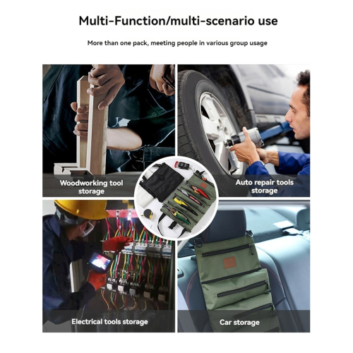Tool roll bag Tool Roll,Multi-Purpose Roll Up Tool Bag,Wrench Roll,Tool Organizer Bucket,Car Wrap Roll Storage Case 2