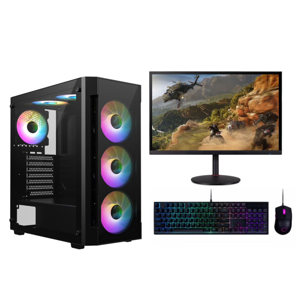 Fcs Fast Gaming Pc Bundle I7-4770 16Gb Ram 1Tb Hdd + 256 Ssd Rtx 3050 22" Monitor
