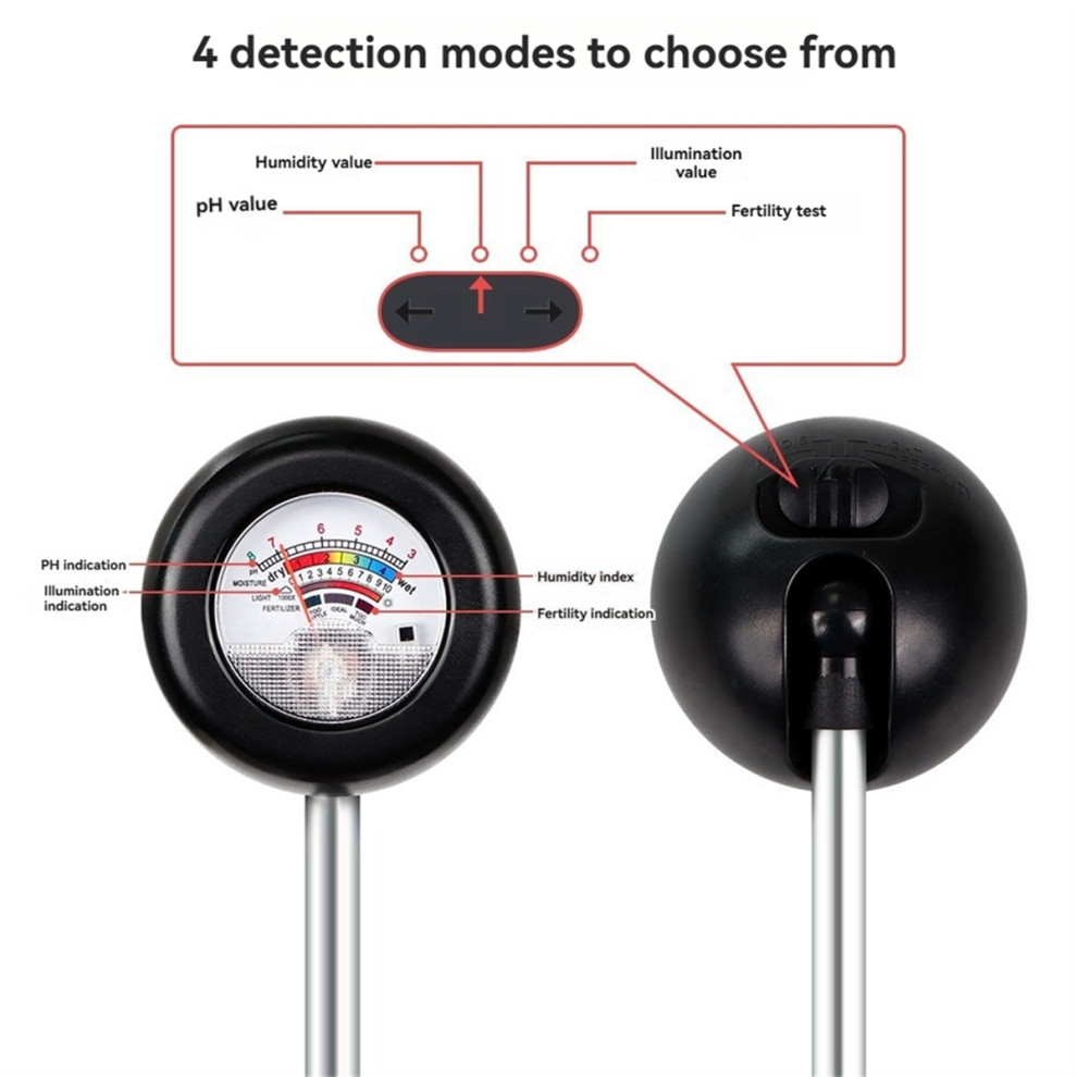 Soil Acid Tester 4-In-1 Soil Tester Humidity Meter Moisture, Sunlight, Ph & Fertility Meter For Pot Plants, Greenhouses, Flowers&Farms 4852715990697
