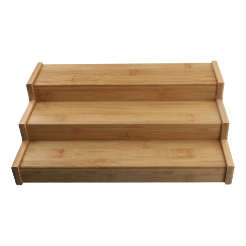 Storage rack 3-Tier Non-Expandable Bamboo Spice Rack Step Shelf Cabinet Organizer