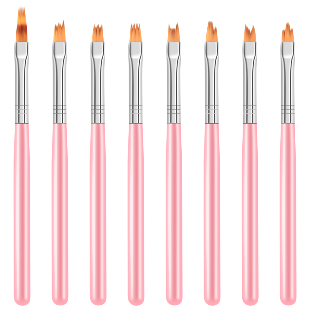 Jojomino Pink Painting Pen 8Pcs Color Paint Pen Set Petal Pen Nail Brush Short Nail Brush