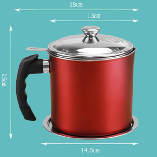 Bidon de graisse de bacon 1,3 L avec passoire, pour conserver la graisse de cuisson (rouge) 2