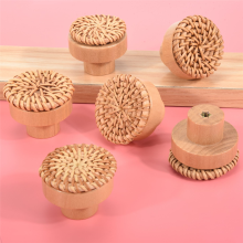 Puxadores de cômoda de vime boho, redondos, de madeira, feitos à mão, de vime, com parafusos para móveis boho, 12 peças