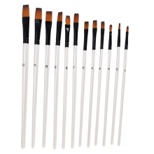 Set di 12 pennelli per pittura acrilica, con punta piatta e setole in nylon per pittura acrilica, acquerello, olio, inchiostro, tela.