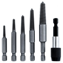 Extractor de tornillos dañados y pernos rotos (6 piezas) con mandriles de cambio rápido de 1/4" y kit de herramientas para quitar pernos dañados.