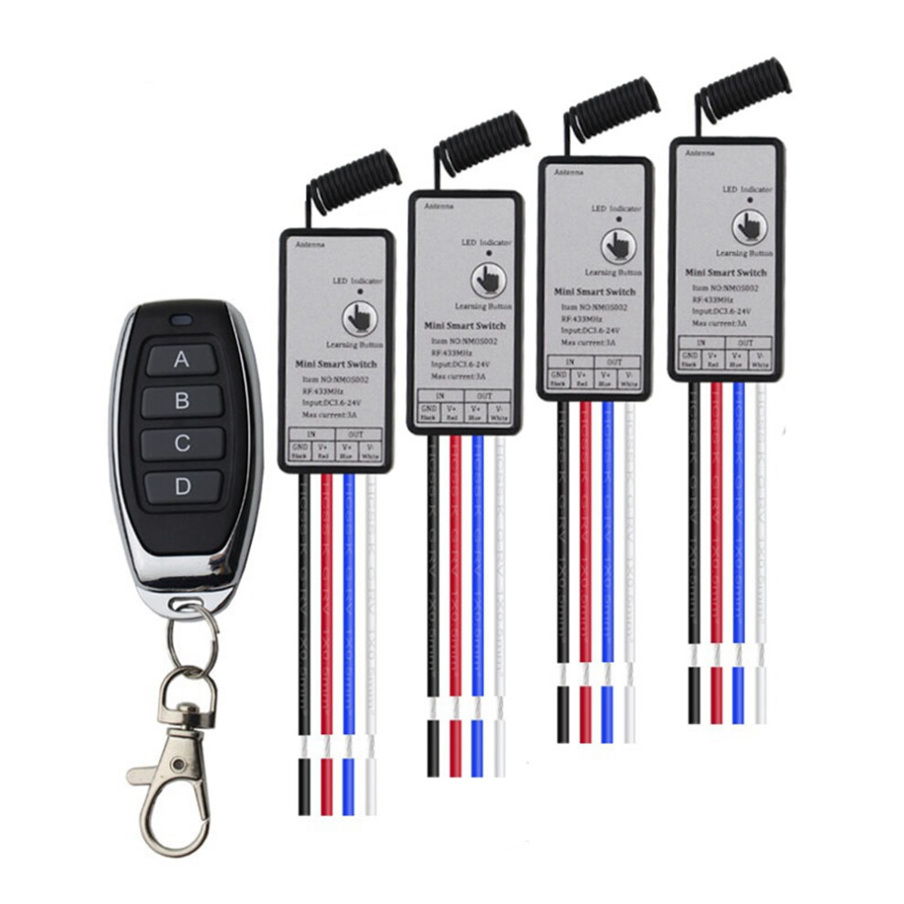 Fernbedienung 433 Mhz Mini-Relais Drahtloser Rf-Fernbedienungsschalter Leistungssender DC5V-24V 1CH Led-Lampen-Controller MikroempfäNger-image