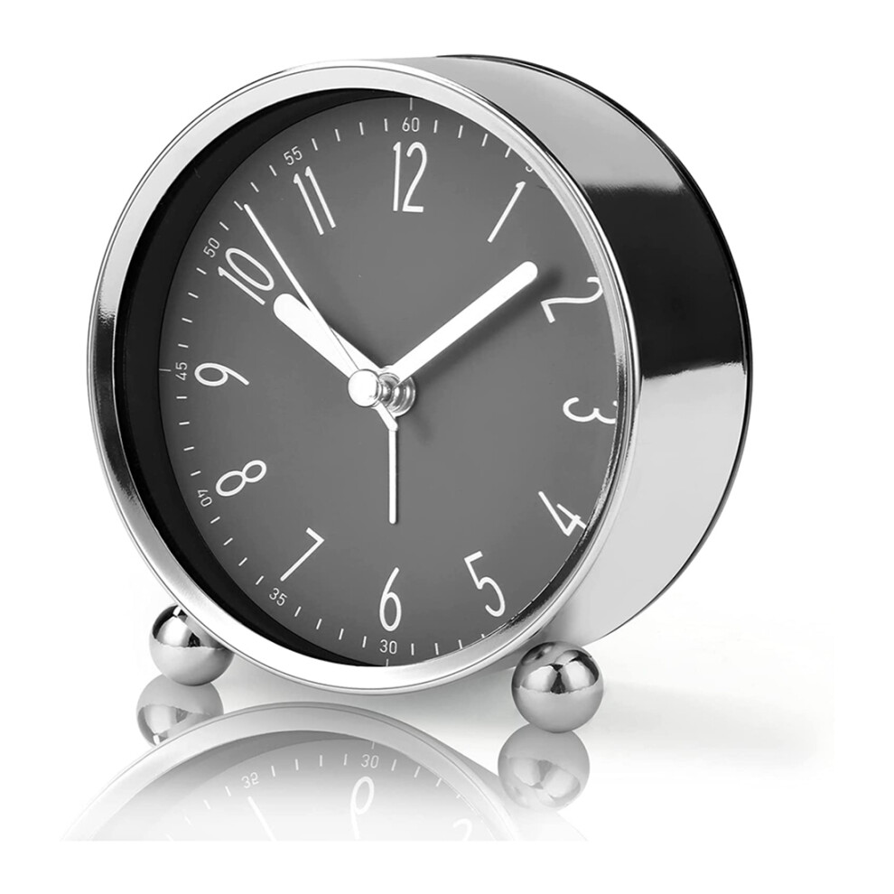 Alarm Clock Non Ticking Alarm Clock,4 Inch Silent Bedside Clock For Heavy Sleepers, Battery Operated Analogue Clock, For Home Office Jojomino