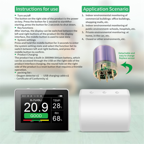 Handheld Oxygen Concentration Detector Temperature and Humidity 2