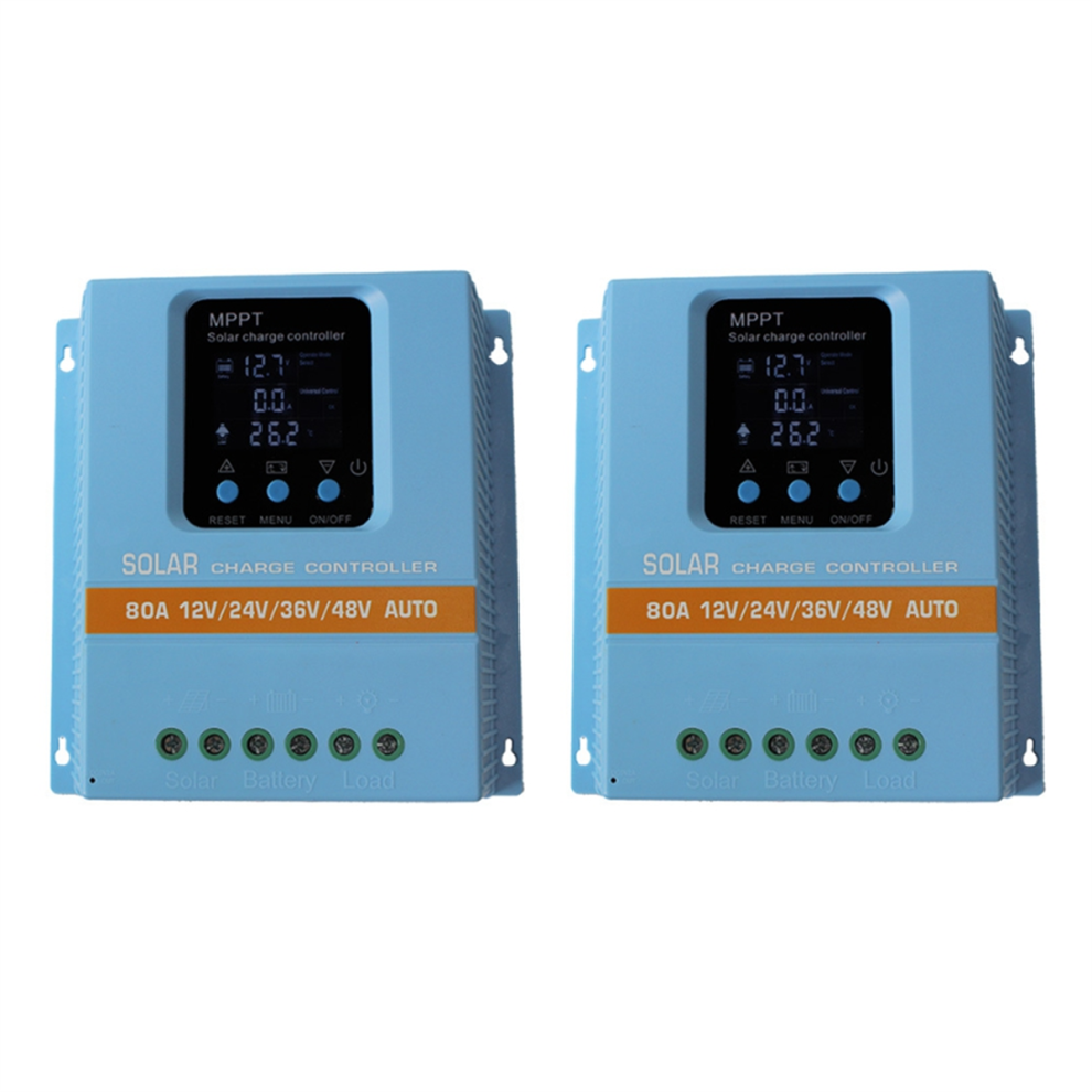2Pcs Mppt Solar Charger Controller 100A 80A 12V-48V Auto Dual 4853659234281