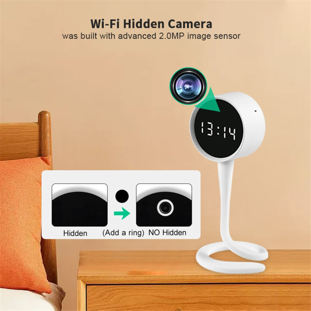 Tuya Smart Clock Alarm Wifi Batteria Telecamera 3MP Visione Notturna A