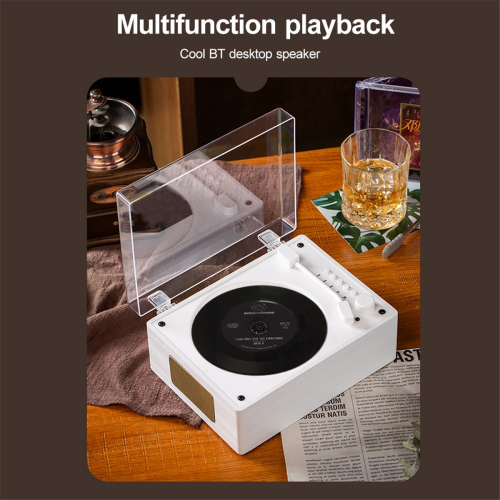 Bluetooth 5.1 CD Speaker with Tray-Loaded Player Walnut 1