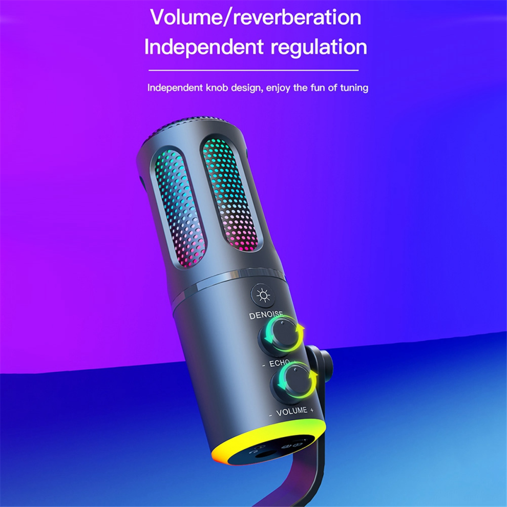 Professional Gaming Microphone With Stand Rgb Usb Wired Condenser Mic 4853659263243