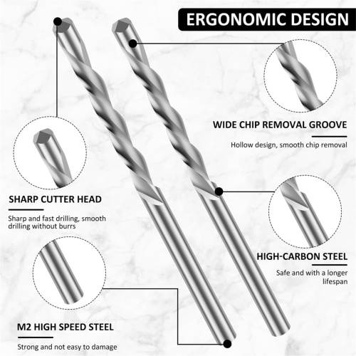 50Pcs 1/8 inch M2 HSS Drywall Cutting Spiral Bits 1