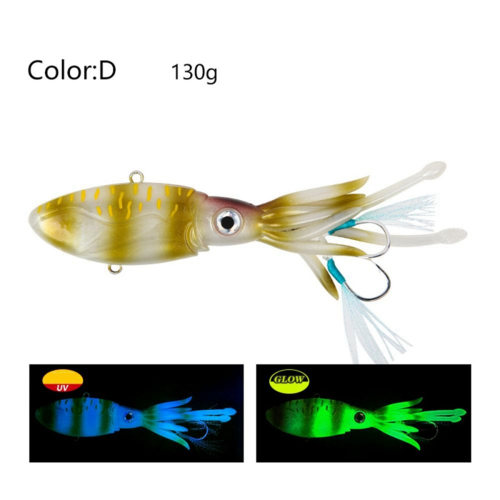 Δόλωμα Καλαμαριέρας 130g-150mm με φωσφοριζέ φούστες, δόλωμα καλαμαριέρας με συρτή D 1