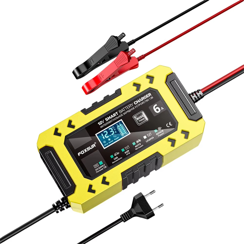 Chargeur de batterie de voiture 12 V 6 A, charge rapide, prise UE