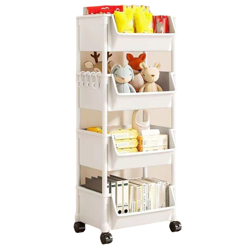 Étagère de rangement à 4 niveaux pour collations ménagères, étagère de rangement à roulettes