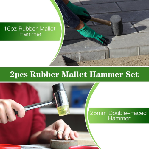 2-Piece Mallet Set, Double-Sided Soft Rubber Mallet for Flooring 1