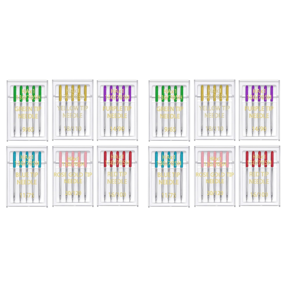 Aghi Per Macchina Da Cucire, 6 Misure, Punta Regolare, Gambo Piatto, 60 Pezzi