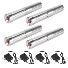 4 Stuks LED-Stroboscoop Herbruikbaar LED-Licht Oplaadbare Champagne LED-Flessenservice en Oplader, US-Stekker Zilver