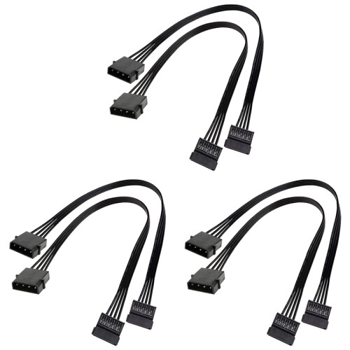 Napájací prevodník Molex IDE 4-pinový samec na 15-pinový samec SATA, 2 ks