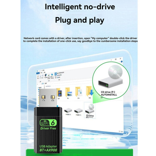 Adaptér AX900 USB WiFi 6 Bluetooth 5.4 2v1, dvojpásmový adaptér 2