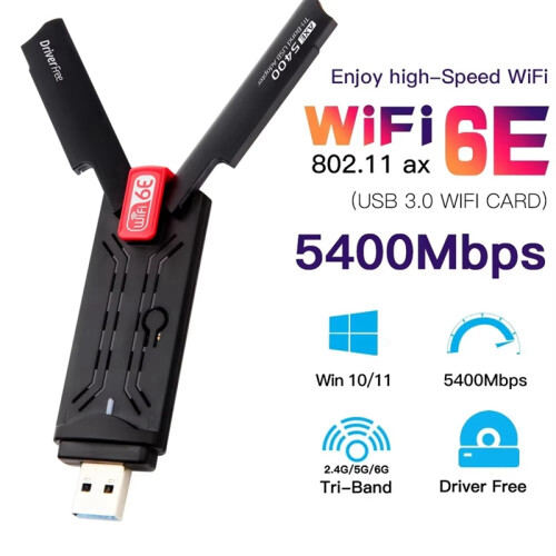Adaptér AX5400 WiFi6E 5400 MHz USB 3.0 pre Windows 10/11 2