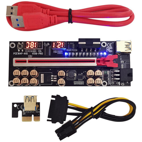 VER018 PRO PCI-E Riser karta USB 3.0 kábel 018 PLUS PCI Express (červený) 2