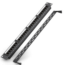 24-portový patch panel CAT6 UTP RJ45, 19-palcový 1U káblový rám, čelný panel, rack