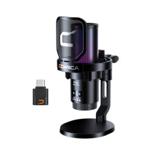 Bezdrôtový mikrofón s RGB svetlami pre PC/notebook, čierny