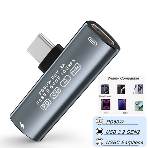 60W USB typ C adaptér na duálne slúchadlá pre 15" 2