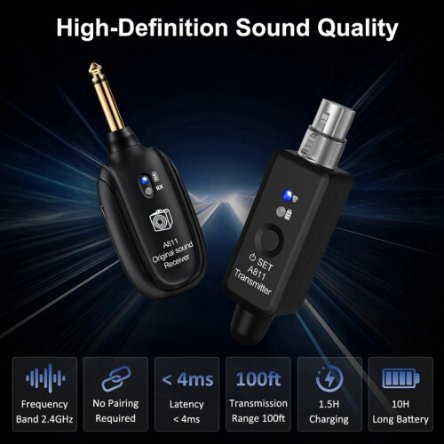 Bezdrôtový prenosový systém 2.4G dynamický 48V kondenzátorový mikrofón 2