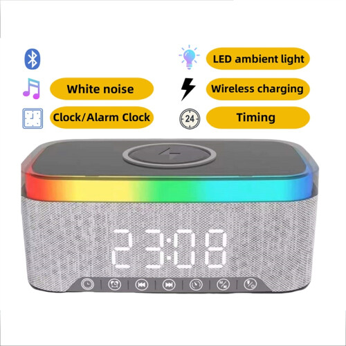 Bluetooth reproduktor s LED nabíjaním a budíkom – biely 2
